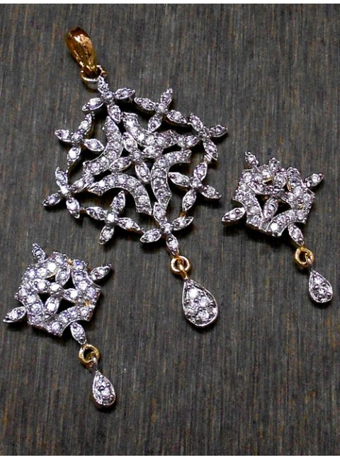 CZ Pendant With Earrings